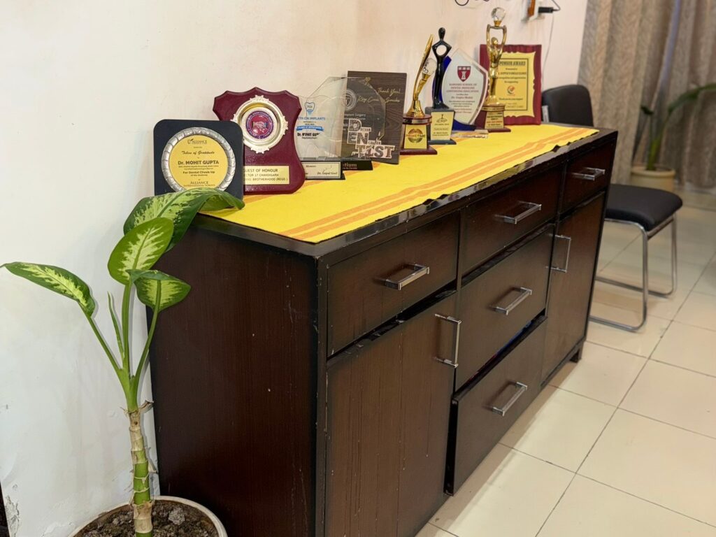 Reception with awards at Dr. Gupta's Smile Clinic, Zirakpur